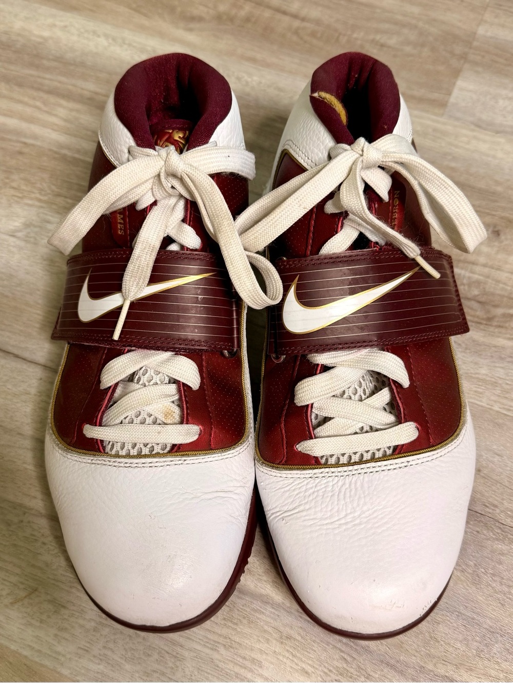 Nike Maroon, White and Gold Strap Sport Shoes